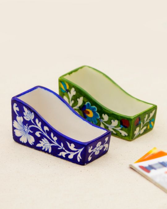 Blue Pottery Handcrafted Card Holder