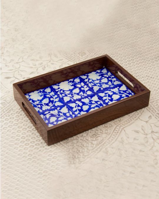 Blue Pottery Handcrafted Tray - Blue