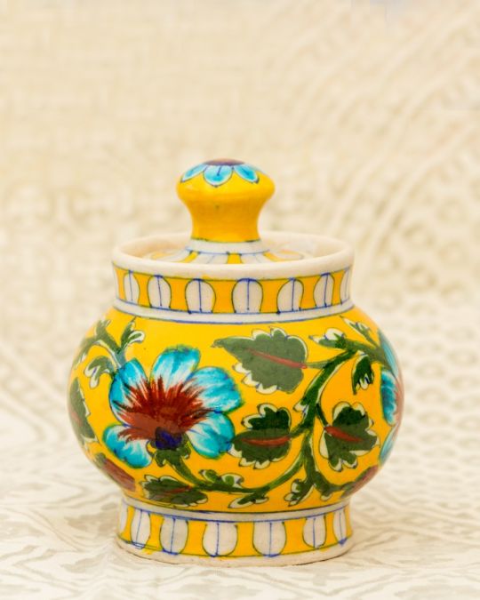 Blue Pottery- Handcrafted Sugar Pot