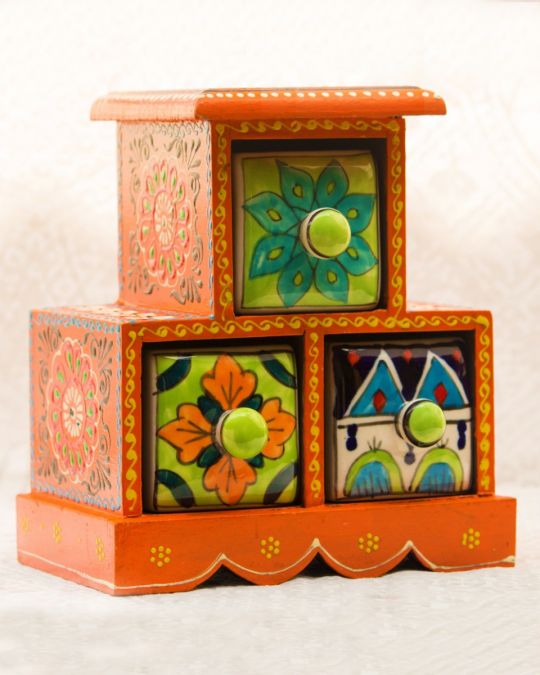 Jewelry Boxes- Blue Pottery (3 Boxes)