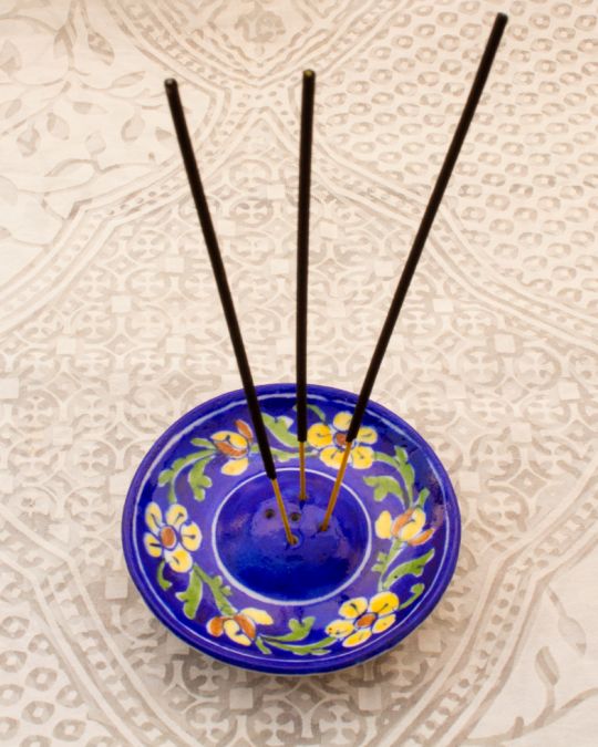 Blue Pottery Handcrafted Incense Holder (Blue)