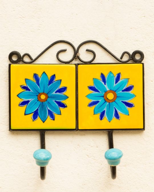 Blue Pottery Handcrafted Key Holder Wall