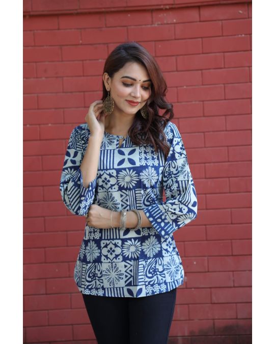Blue Abstract Kurti