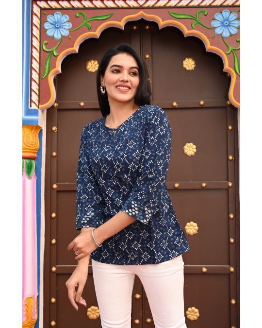 Blue Blockprint Kurti