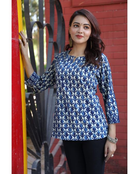 Blue Motif Kurti