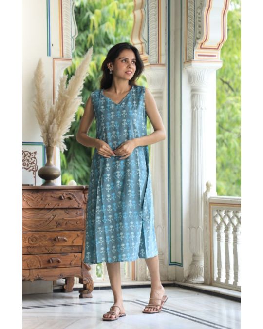 Bagru Hand Block Printed A line Dress