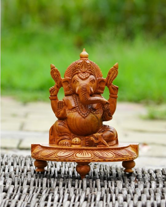 Wood Handcrafted Lord Ganesha sculpture