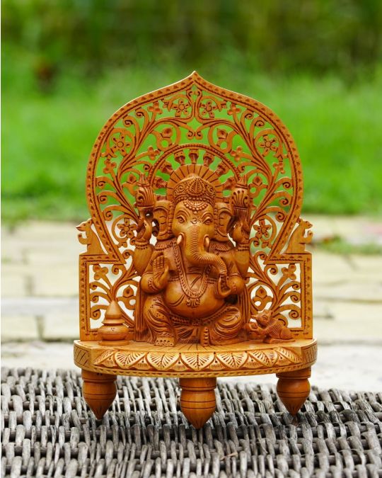 Lord Ganesha Sculpture - Wooden Handicraft