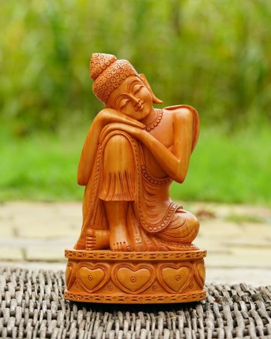 Wooden Handcrafted Sitting Buddha.