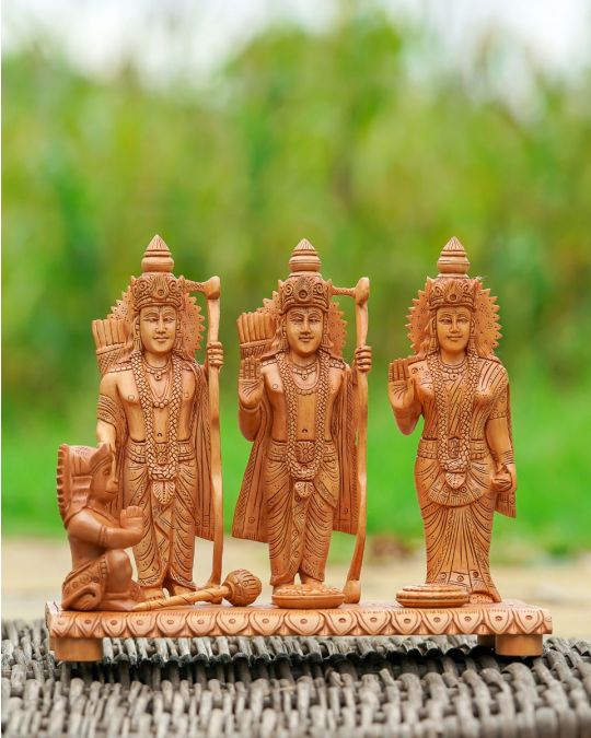 Hand Carved Lord Rama, Laxmana, Sita and Hanuman Figurine