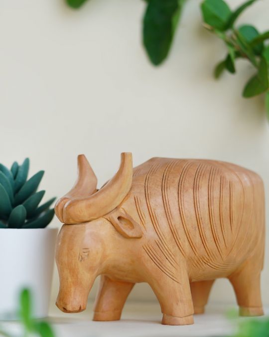 Hand Carved Bull Statue