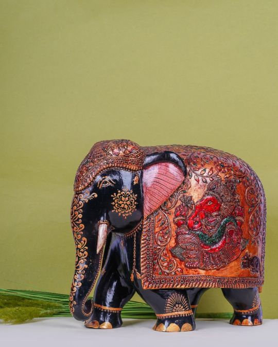 Hand Painted Elephant Wooden Craft