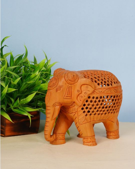 Elephant Undercut Wooden Sculpture