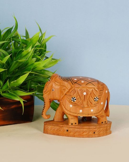 Elephant Sculpture - Wooden Handicraft