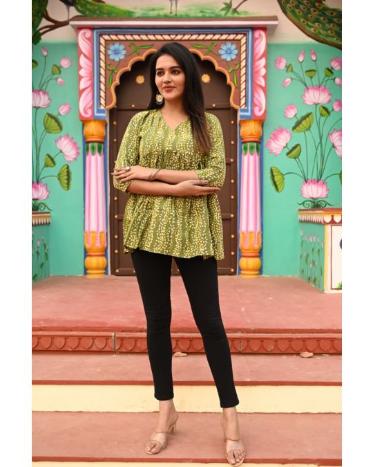 Bagru Handblock Peplum Top