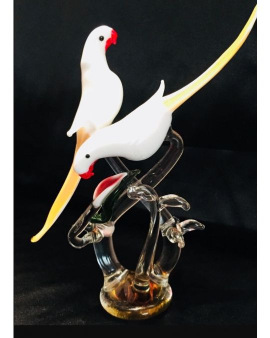 Crystal Handcrafted Opal Glass Parrots