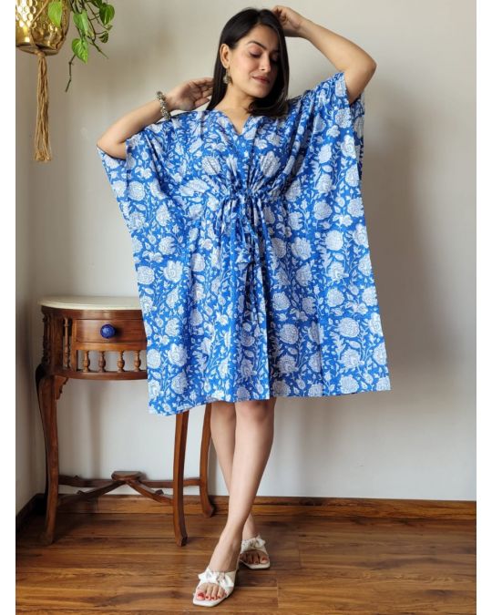 Bagru Block Printed Blue Short Kaftan