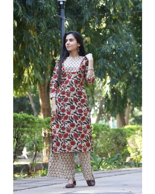 Handblock Printed Kurta and Plazo