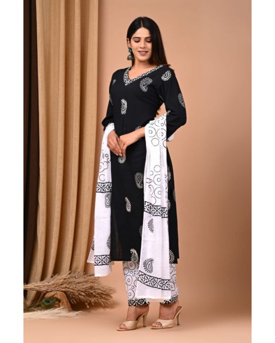 Bagru Block Printed cotton 3 pc suit set