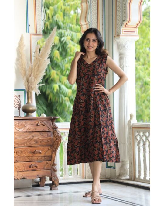 Bagru Hand Block Printed A line Dress