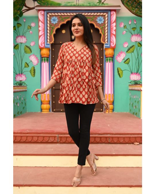 Bagru Hand Block Printed Top