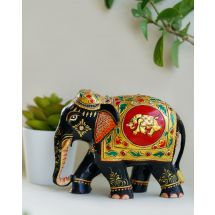 Handpainted Wooden Elephant Sculpture "The Gaja"