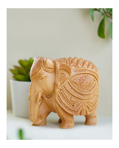Elephant Hand-Carved Kadam Wood