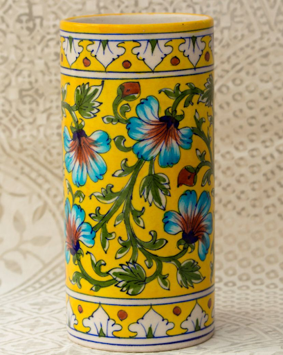 Rudhigat’s Blue Pottery Handcrafted Cylindrical Vase