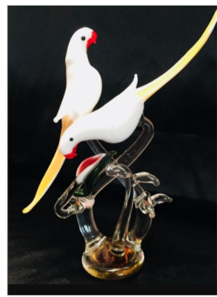 Crystal Handcrafted Opal Glass Parrots