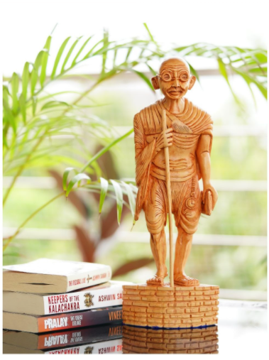 Mahatma Gandhi Hand Carved small wooden sculpture 